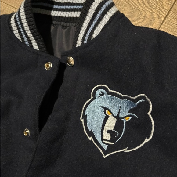 Kids Navy Blue Memphis Grizzlies Varsity Jacket - Picture 2 of 5